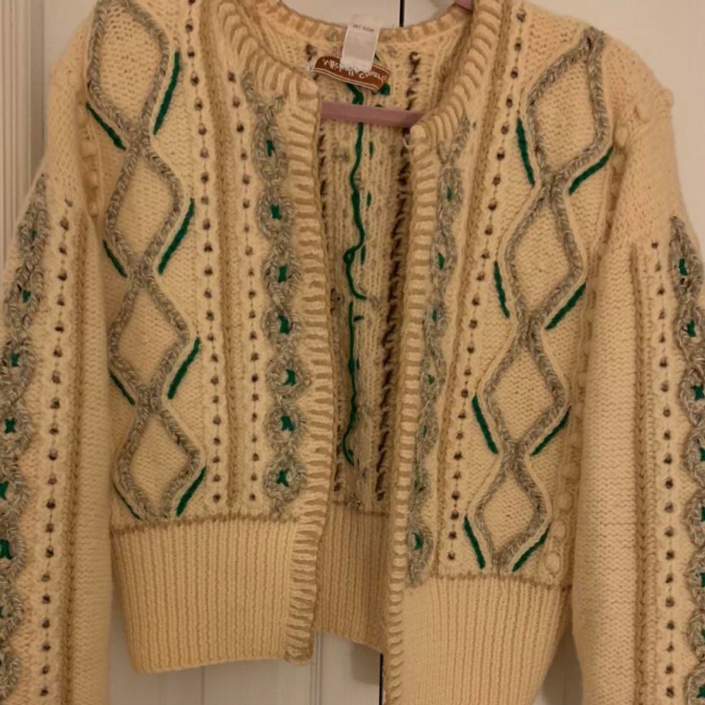 vintage crochet knit grandma cardigan sweater